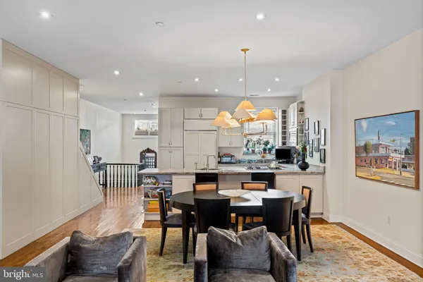 a view of a dining area with furniture