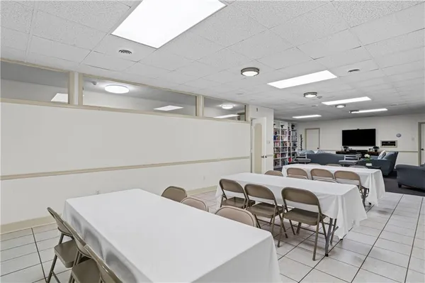 a view of a dining area with furniture