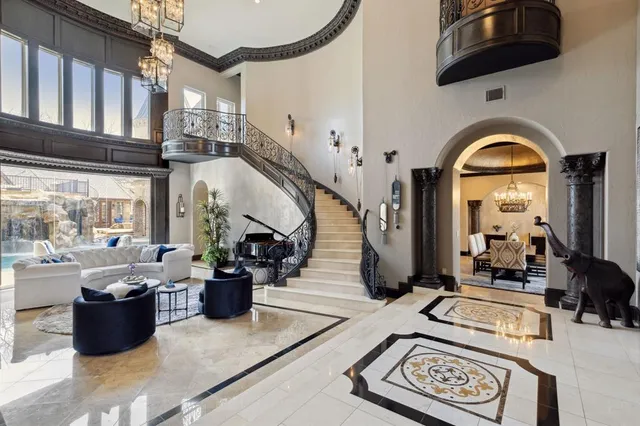 a living room with furniture