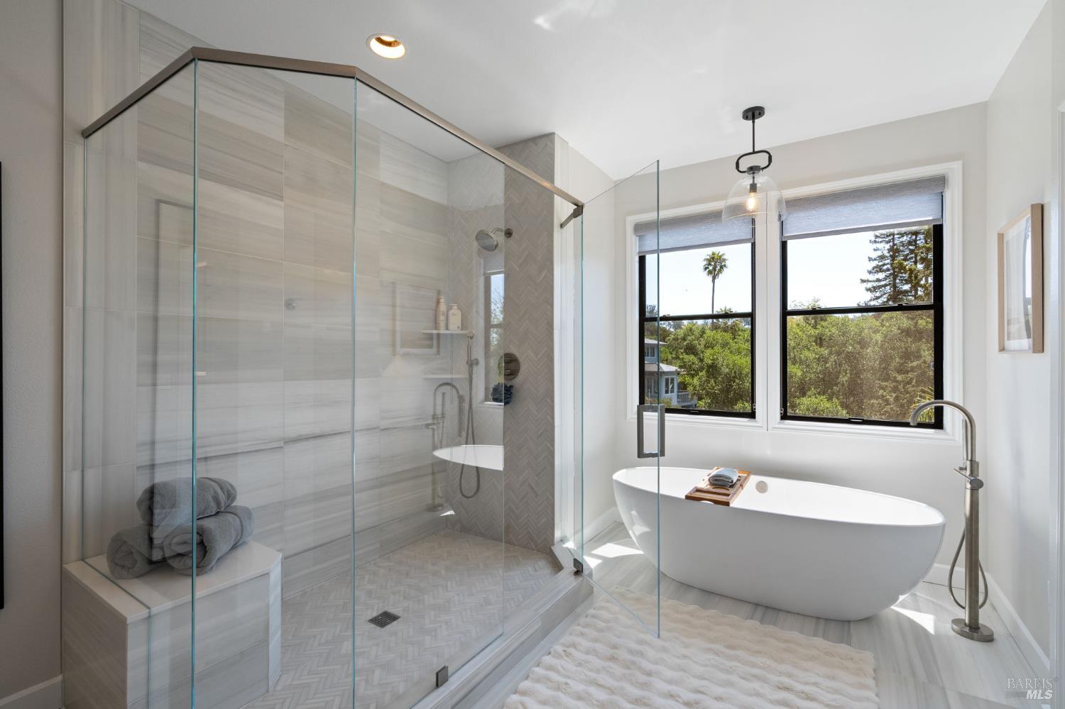 21 Newhall Drive San Rafael, CA 94901 - Photo 31 of 69 a bathroom with a bathtub a toilet and a shower