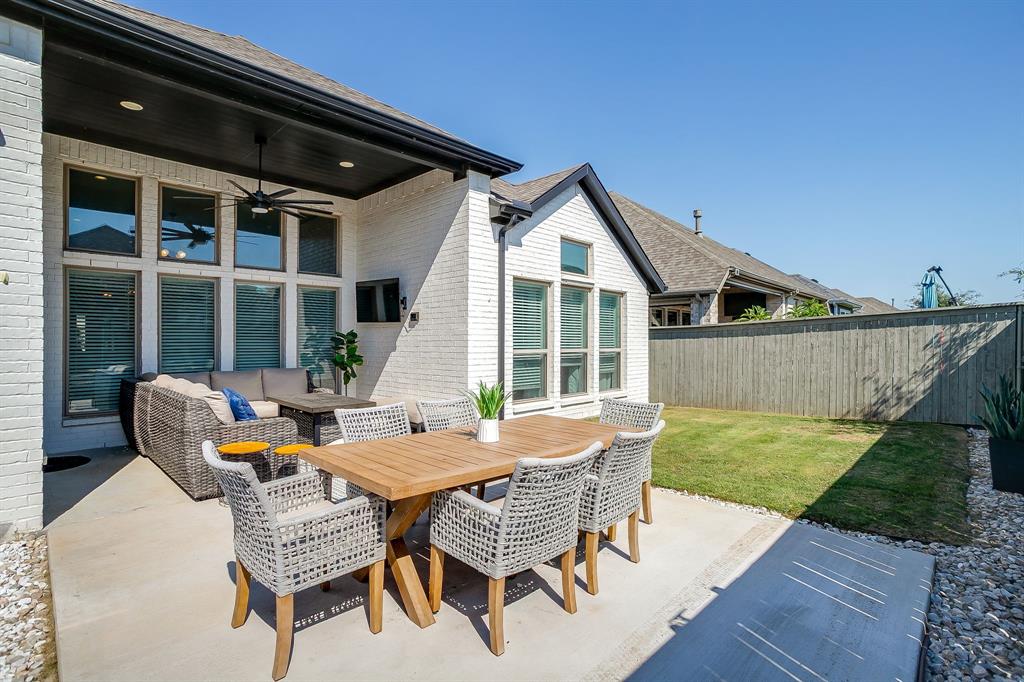 2453 Lazy Dog Lane Northlake, TX 76247 - Photo 27 of 40 View of patio featuring a ceiling fan, outdoor lounge area, and outdoor dining area