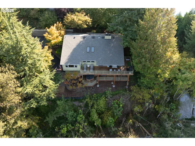 an aerial view of a house