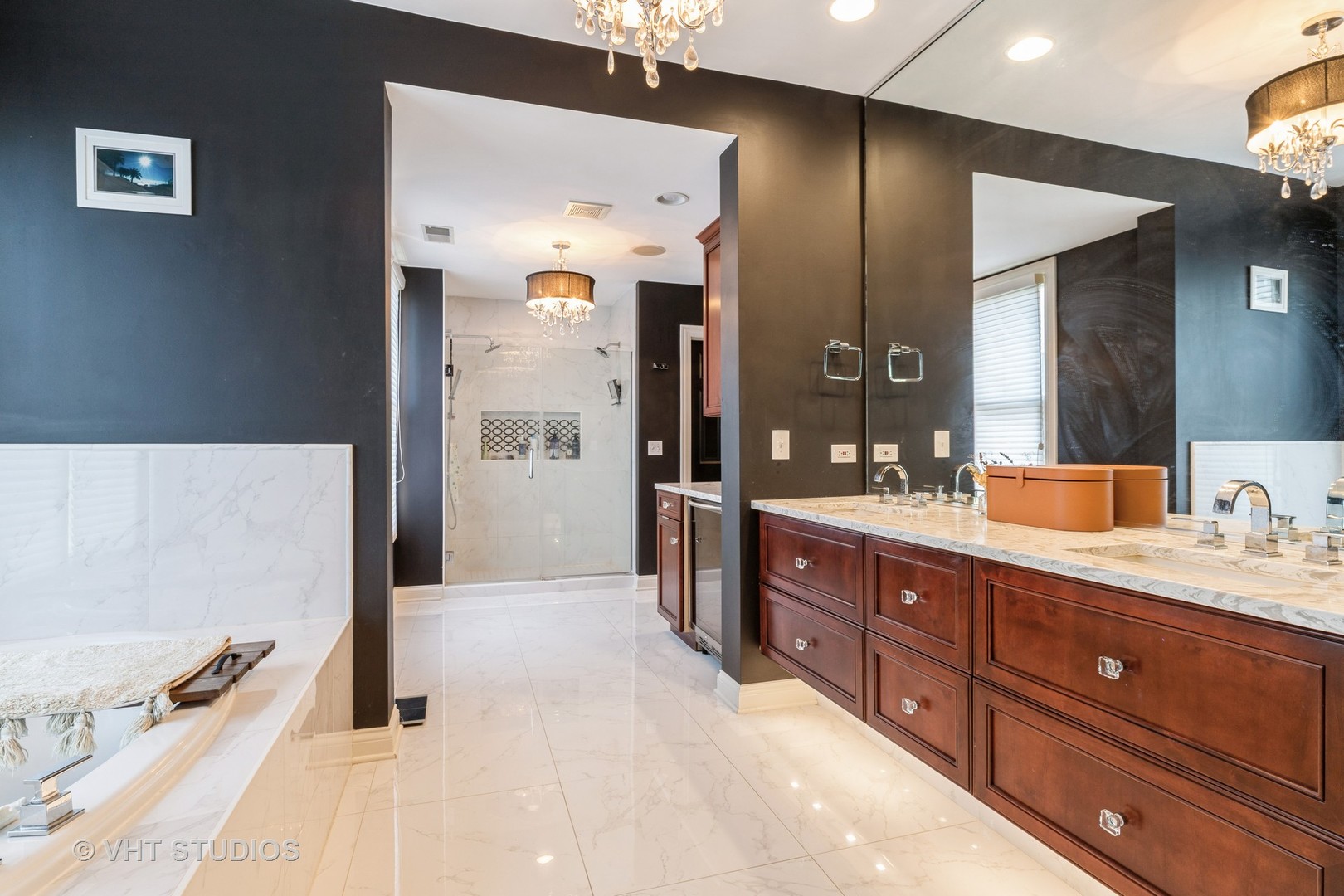 1867 Admiral Court Glenview, IL 60026 - Photo 12 of 28 a spacious bathroom with a granite countertop sink mirror and shower