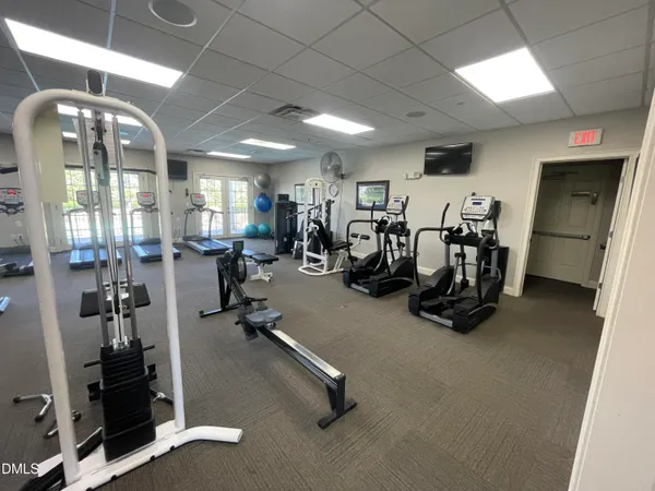 a view of a room with gym equipment