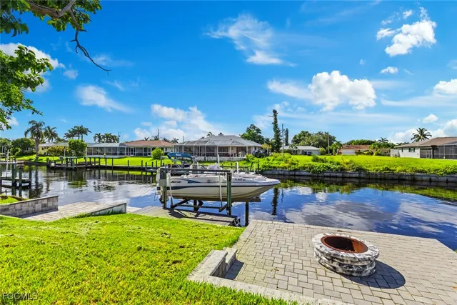 a view of a swimming pool with a garden