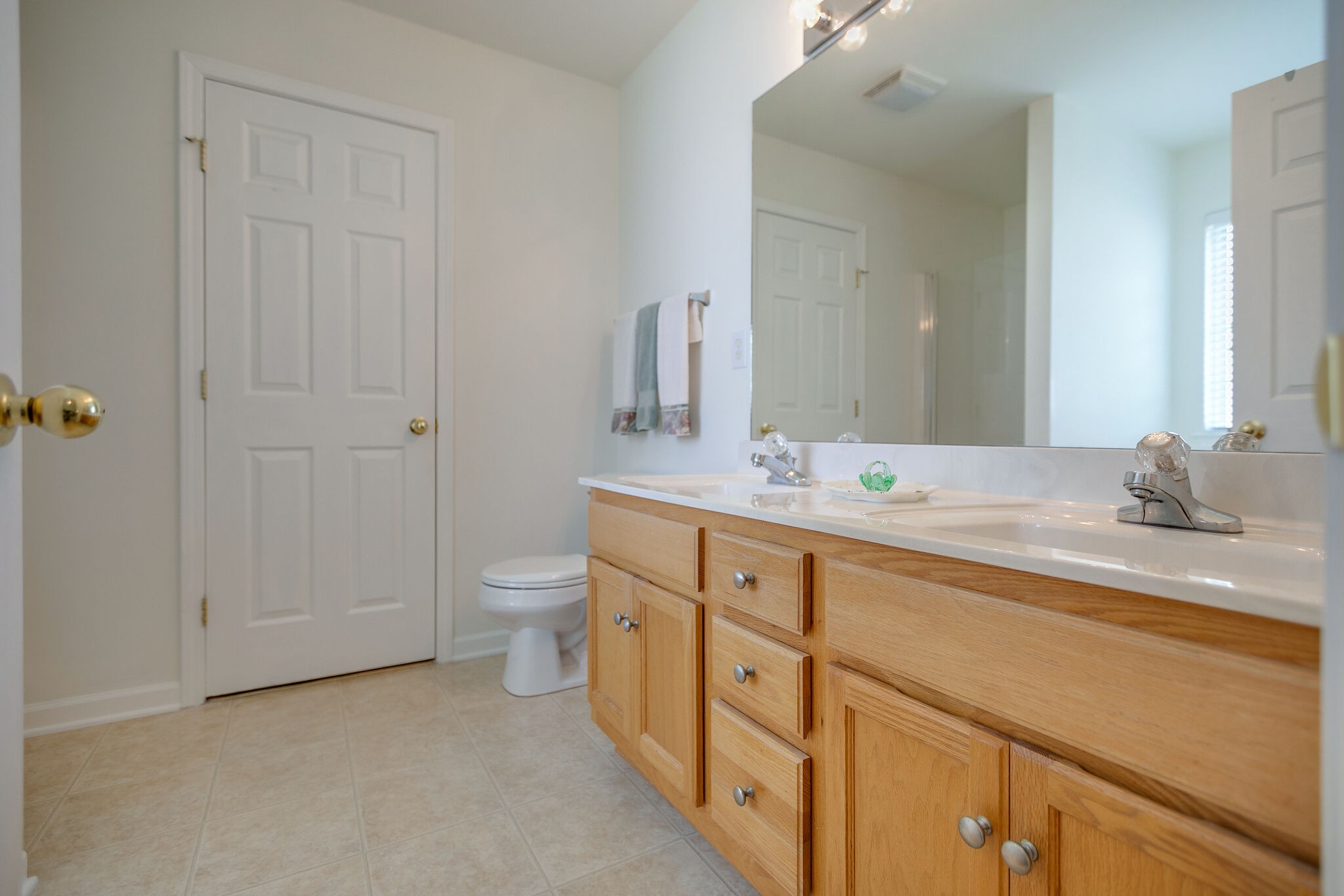1003 Patterson Street Spring Hill, TN 37174 - Photo 16 of 27 a spacious bathroom with a granite countertop sink a toilet and a mirror
