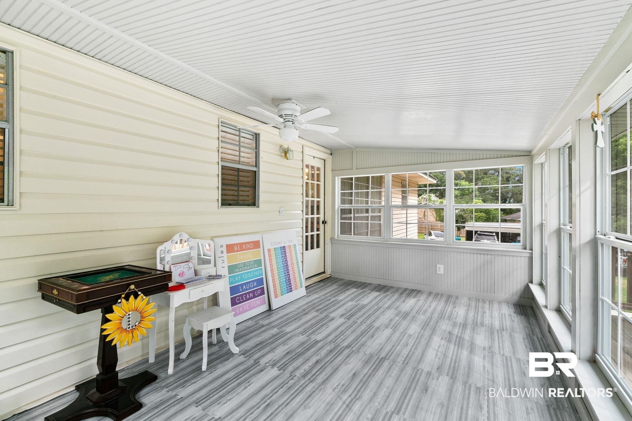 14 Lee Circle Daphne, AL 36527 - Photo 35 of 83 Unfurnished sunroom featuring ceiling fan and lofted ceiling