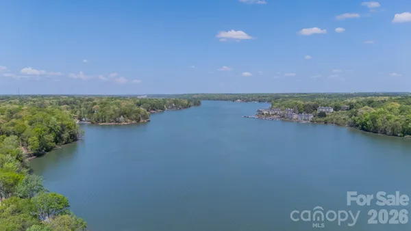 a view of a lake and mountain in the back
