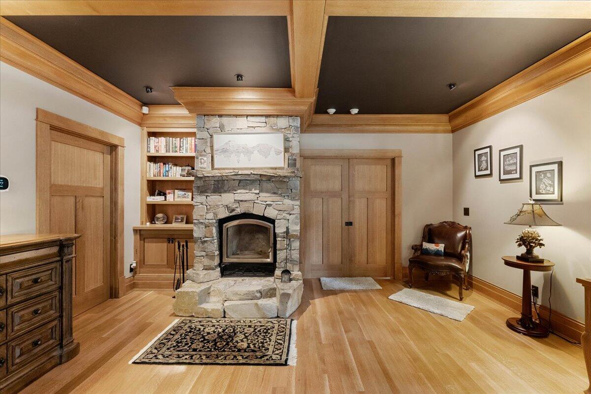 1601 Timber Hills Road Mount Shasta, CA 96067 - Photo 45 of 74 a bedroom with a bed and a fireplace