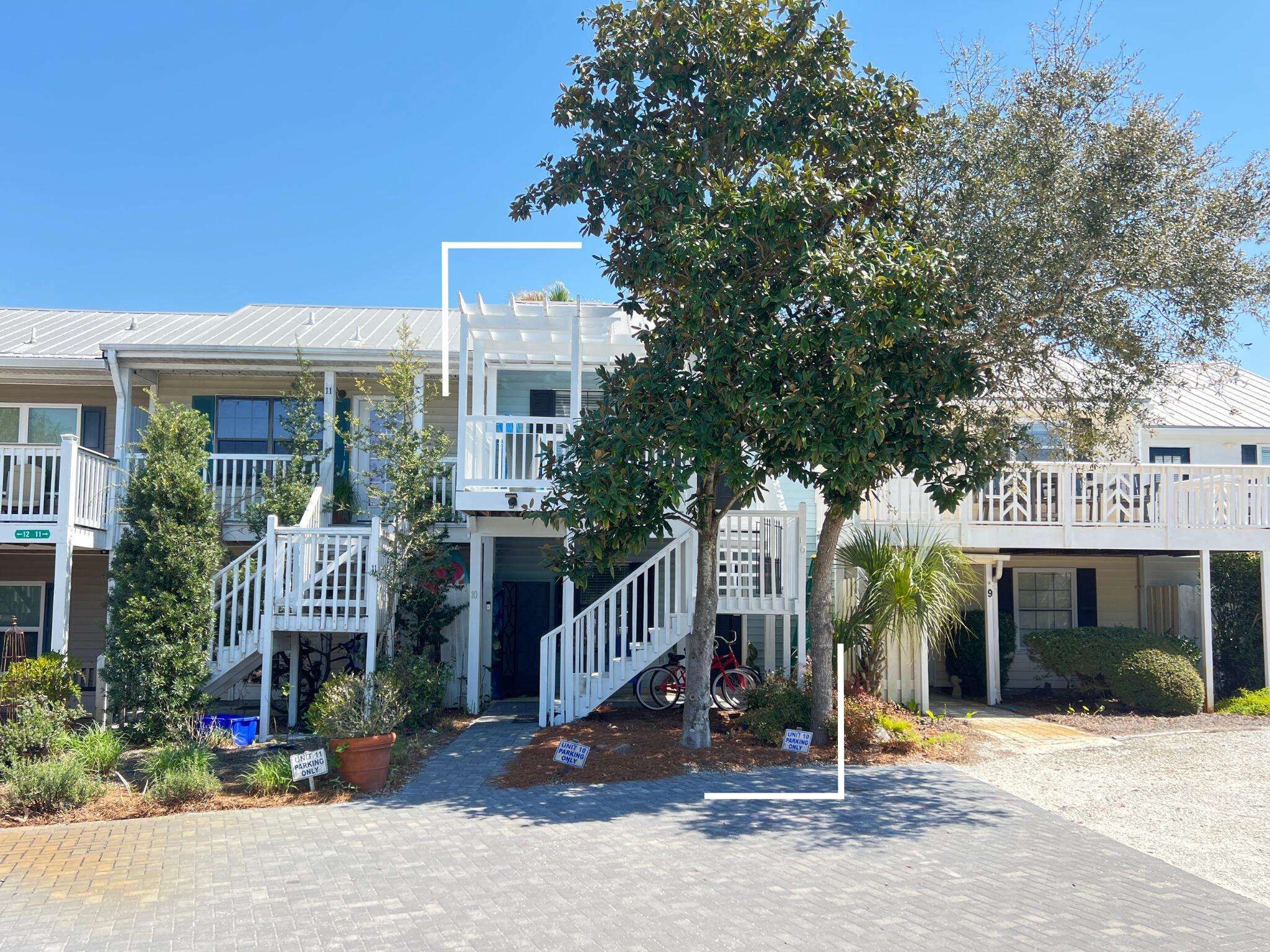 a front view of a building with street