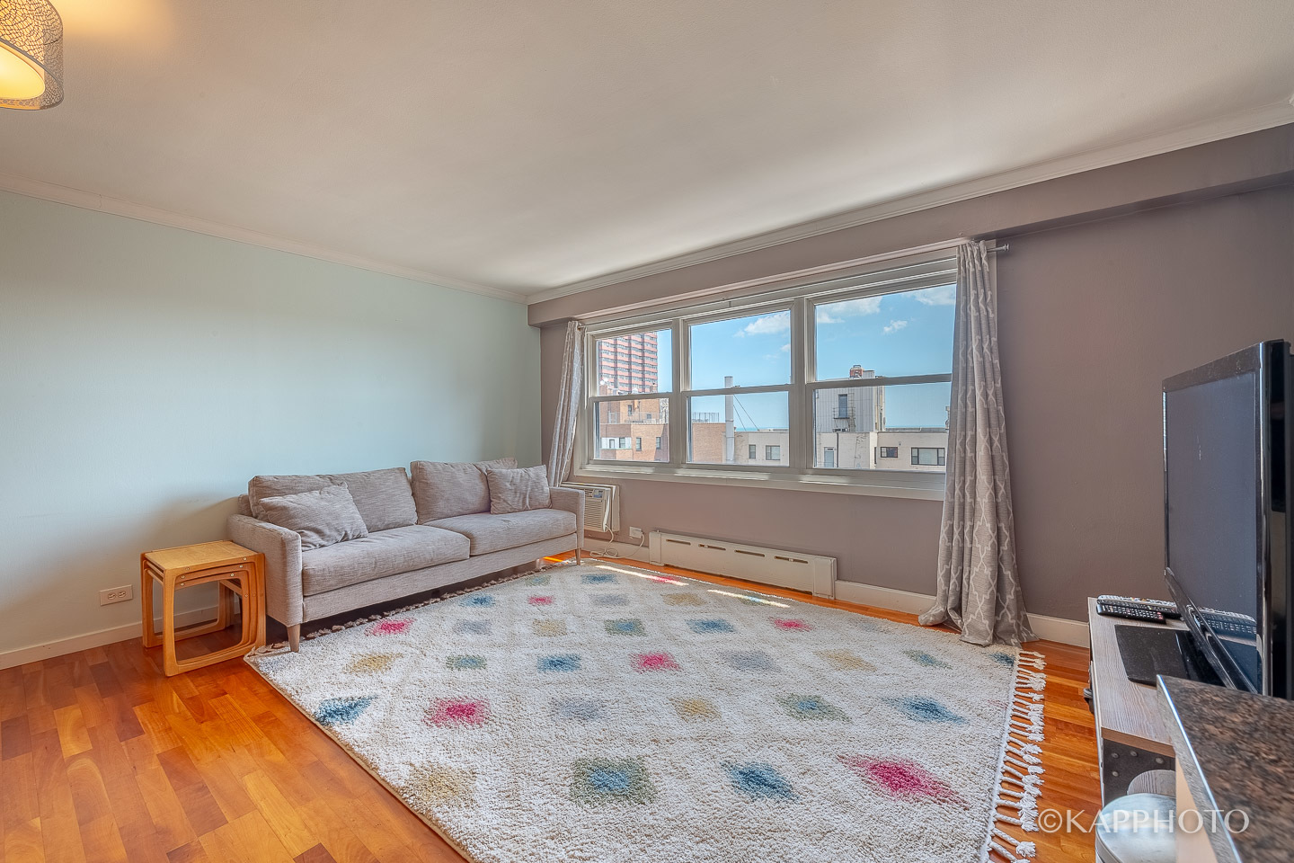 2909 North Sheridan Road, Unit 1807 Chicago, IL 60657 - Photo 16 of 23 a living room with furniture and a flat screen tv