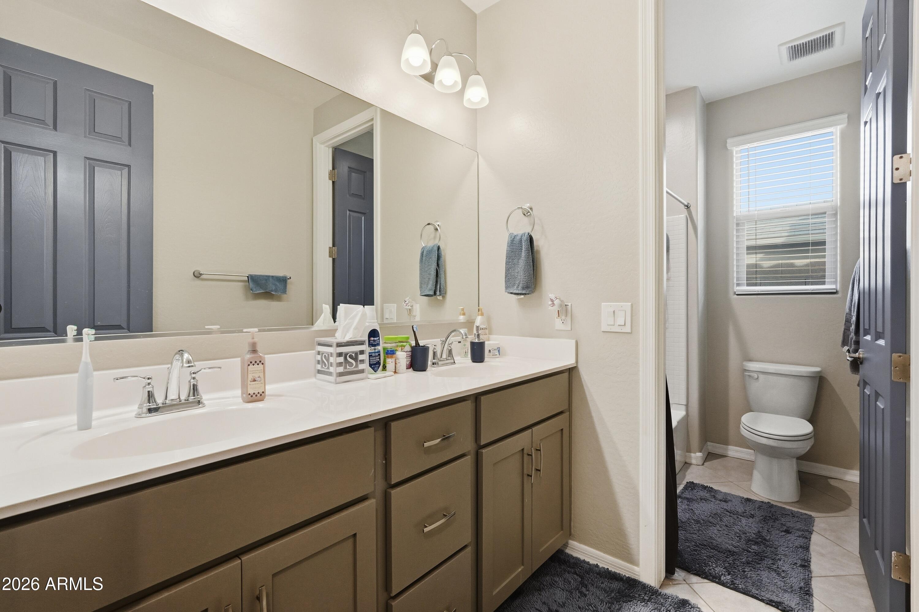 15727 West Madison Street Goodyear, AZ 85338 - Photo 32 of 41 a bathroom with a sink a toilet and a mirror