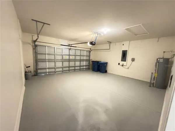 a view of a garage with furniture