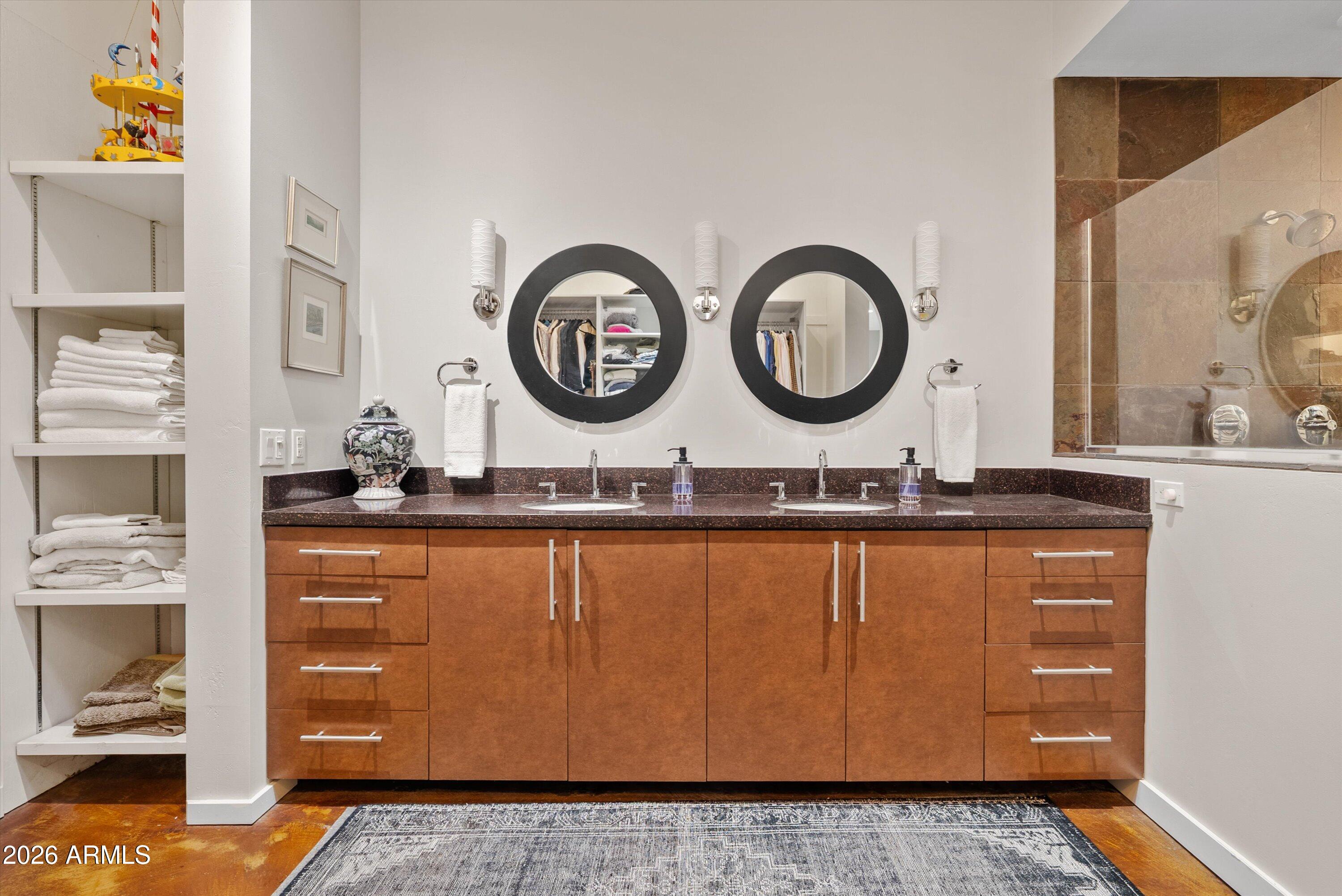 2933 East Pierson Street Phoenix, AZ 85016 - Photo 15 of 28 a bathroom with a granite countertop sink and a mirror