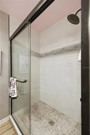 a bathroom with a shower