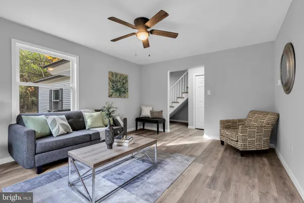 a living room with furniture