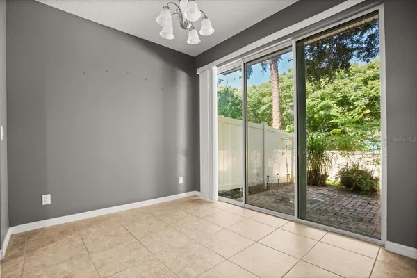 a view of a livingroom with a large window