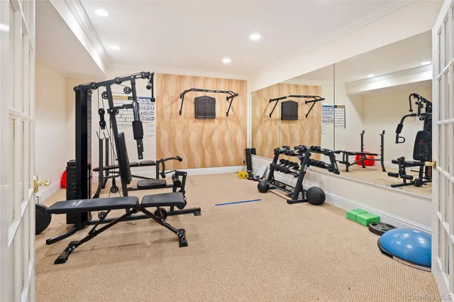 a view of a room with gym equipment