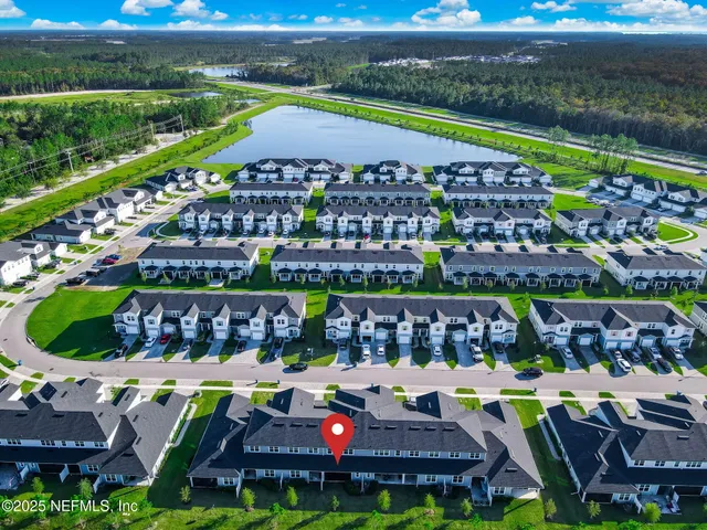 a view of a park with a slide