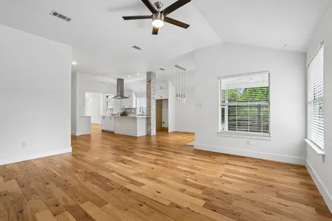 a view of kitchen and windows
