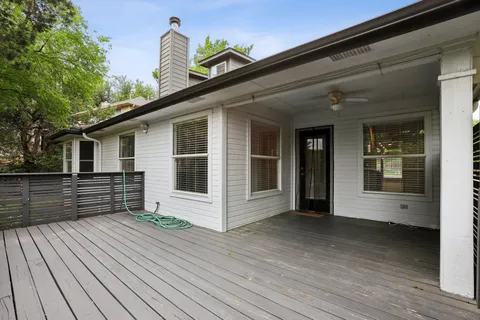 a view of a house with a large window