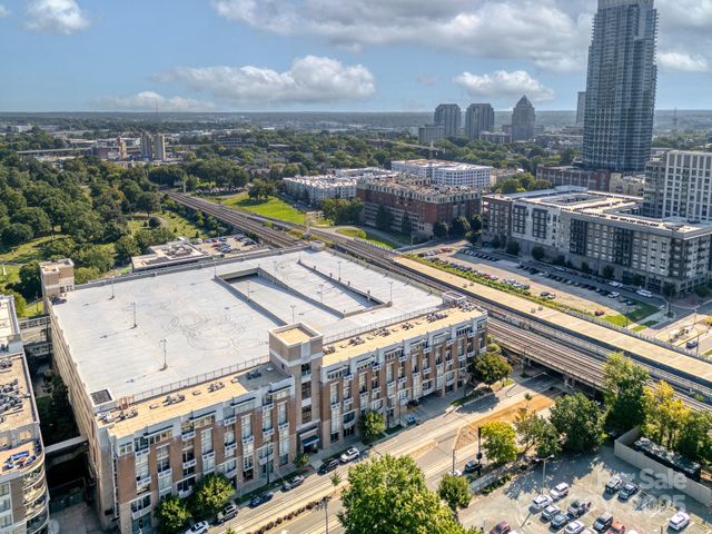 a city view with tall buildings