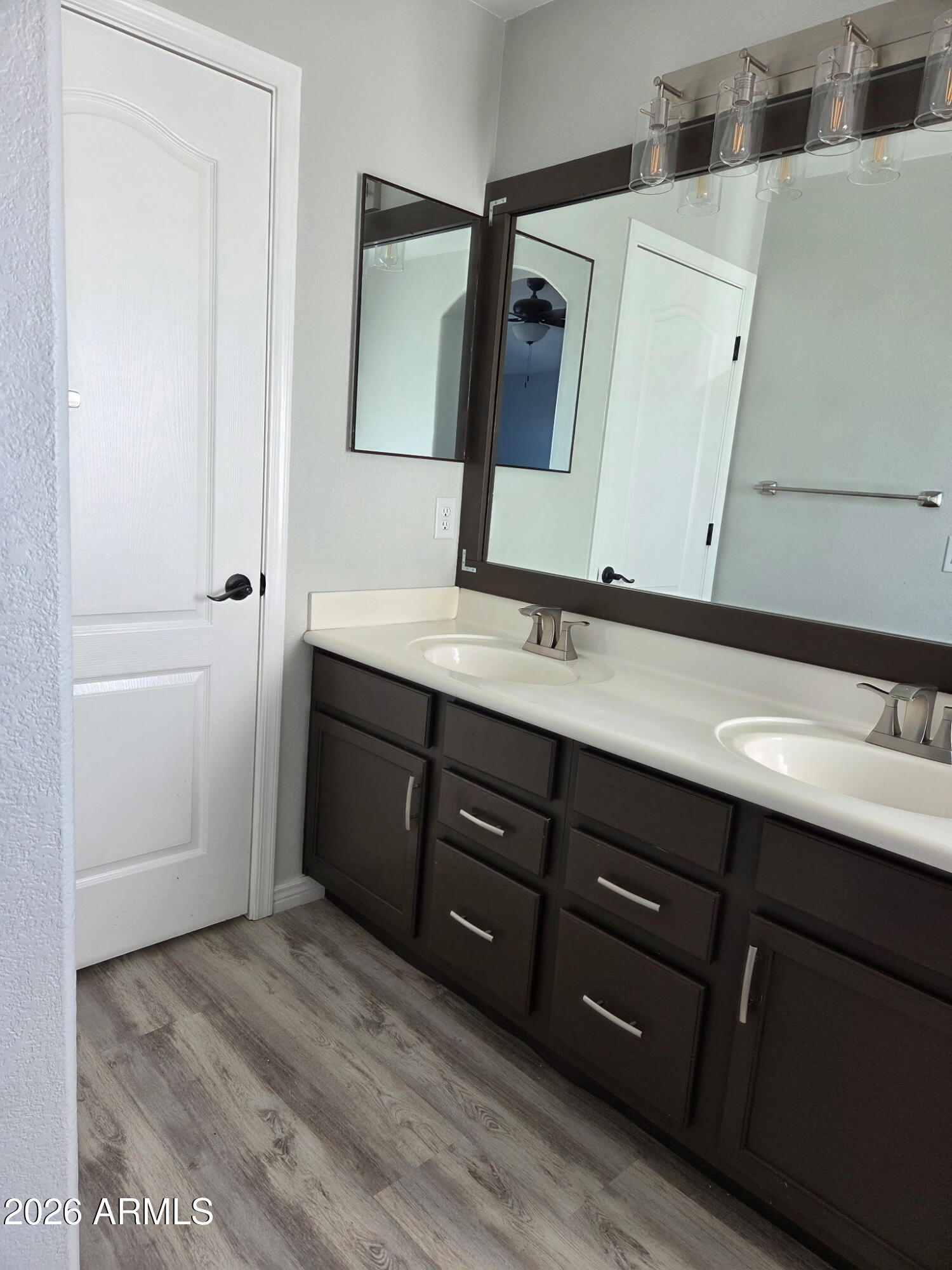 941 Mountain View Road San Tan Valley, AZ 85143 - Photo 23 of 48 a bathroom with a double vanity sink and mirror