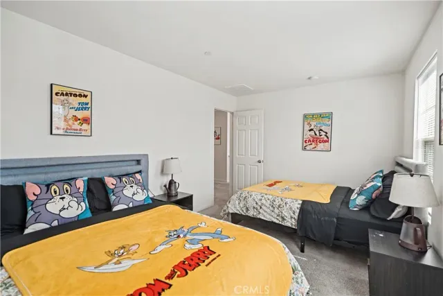 a room with a bed and a table