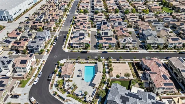 an aerial view of a large building