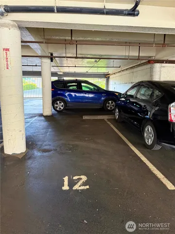 a car parked in a garage