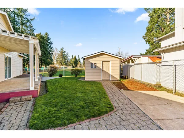 a view of a house with a patio