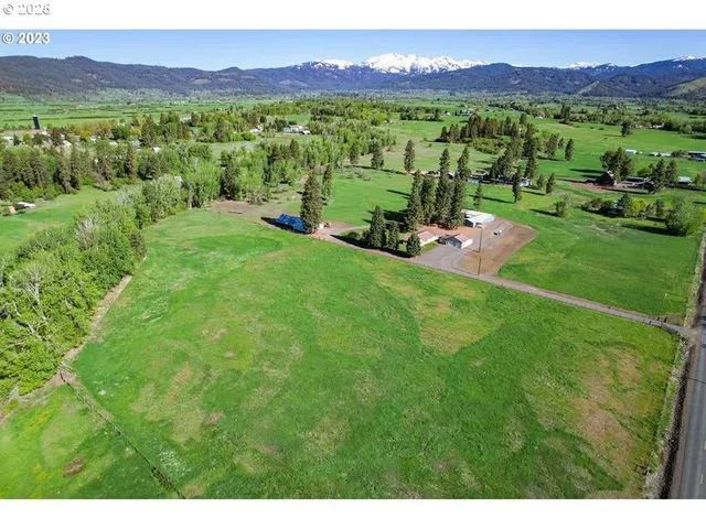 a view of a lush green hillside and houses