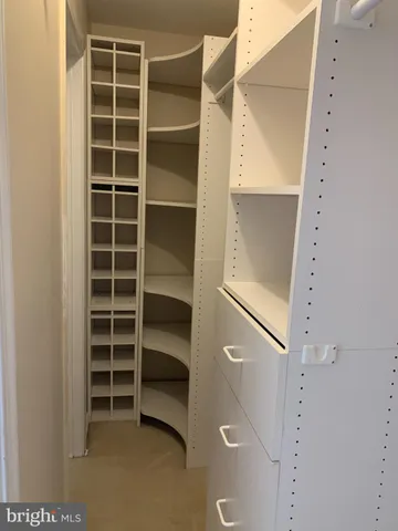 a view of an empty walk in closet