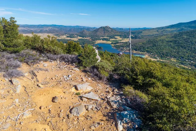 a view of a lake with mountains and a mountain view