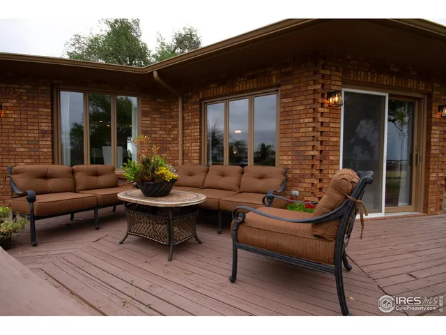 a building outdoor space with patio furniture