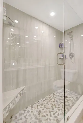 a bathroom with a shower