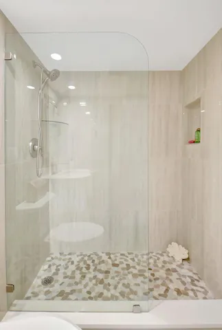 a bathroom with a shower