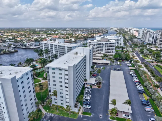 a city view with tall buildings
