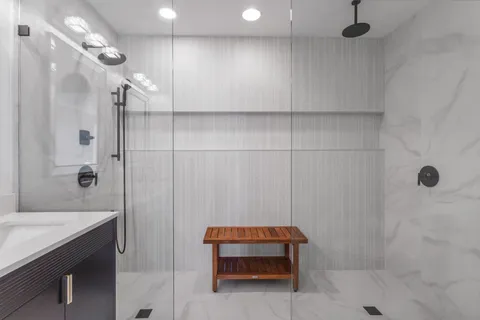 a bathroom with a shower