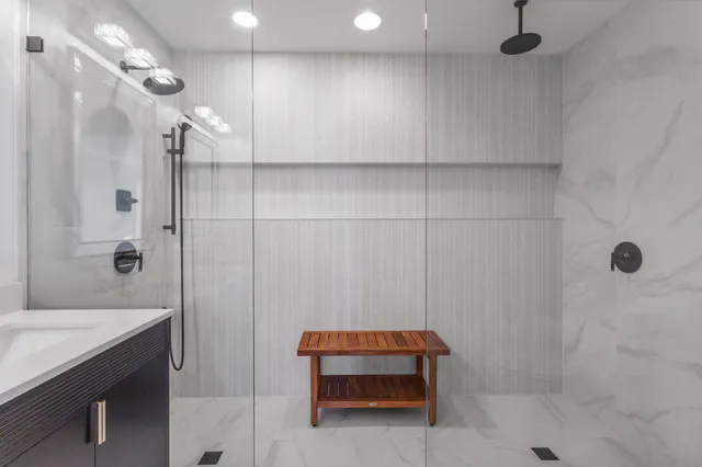 a bathroom with a shower