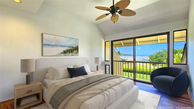 a view of room with wooden floor