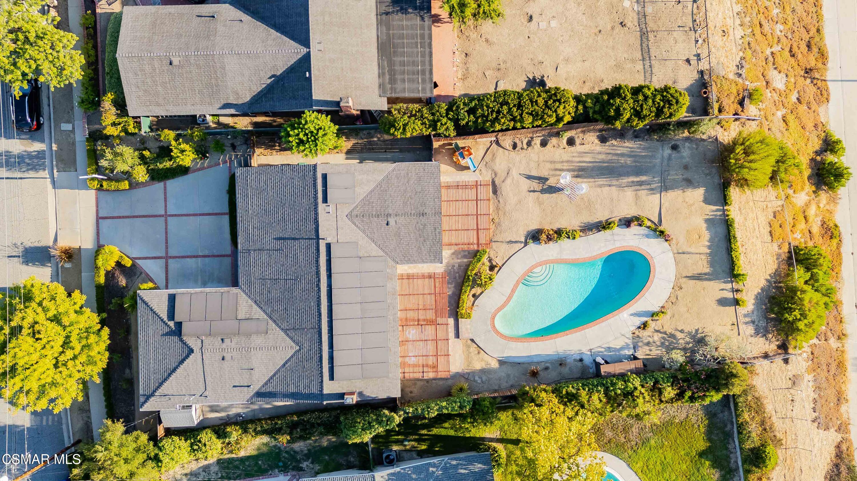 5839 Parkmor Road Calabasas, CA 91302 - Photo 35 of 42 an aerial view of a house with a swimming pool