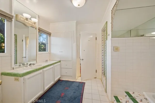 a view of a park with large trees