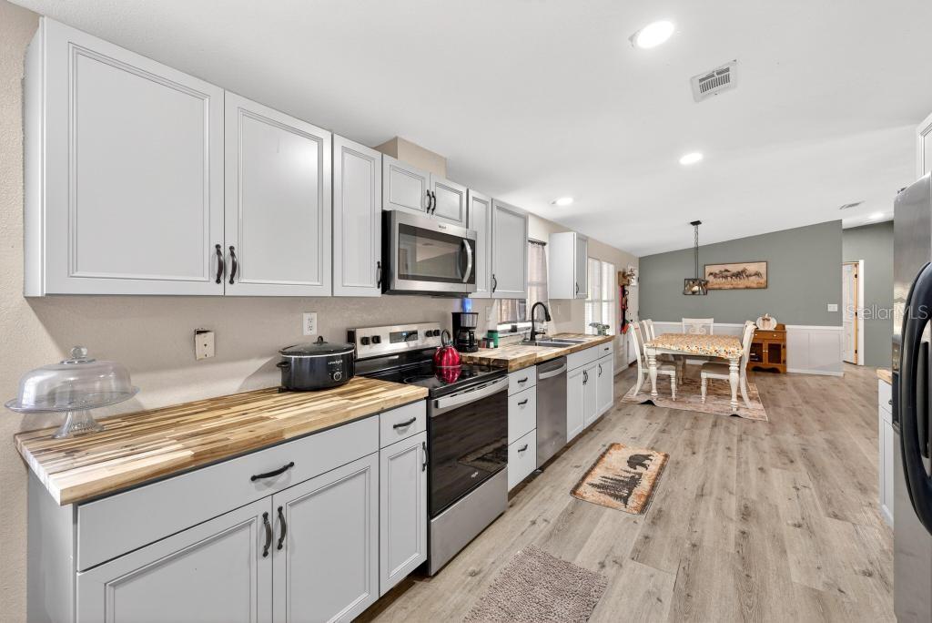 40100 Jim Scotts Road Leesburg, FL 34788 - Photo 18 of 40 a kitchen with granite countertop a sink a counter top space stainless steel appliances and cabinets