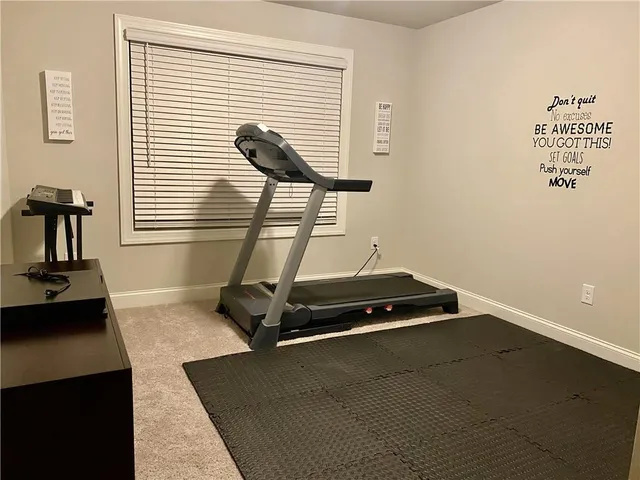 a room with gym equipment