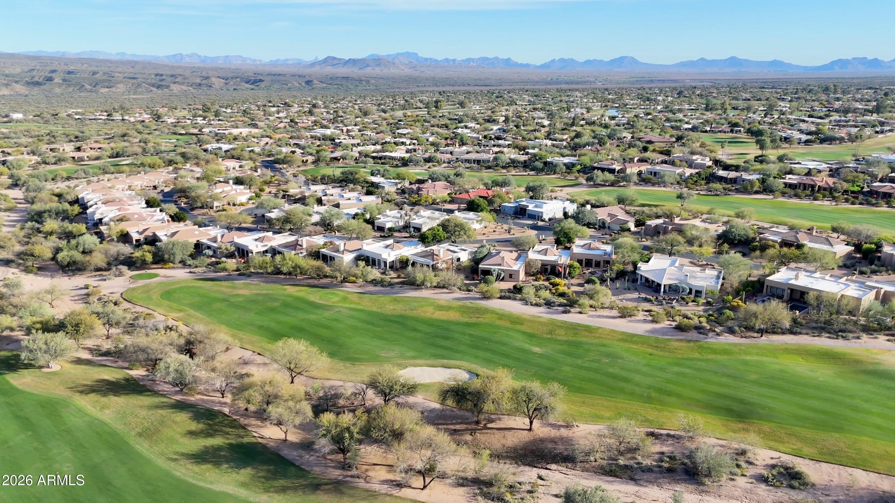 18602 Amarado Circle Rio Verde, AZ 85263 - Photo 43 of 58 an aerial view of residential houses with outdoor space and trees