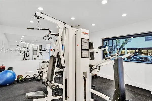 a view of a room with gym equipment