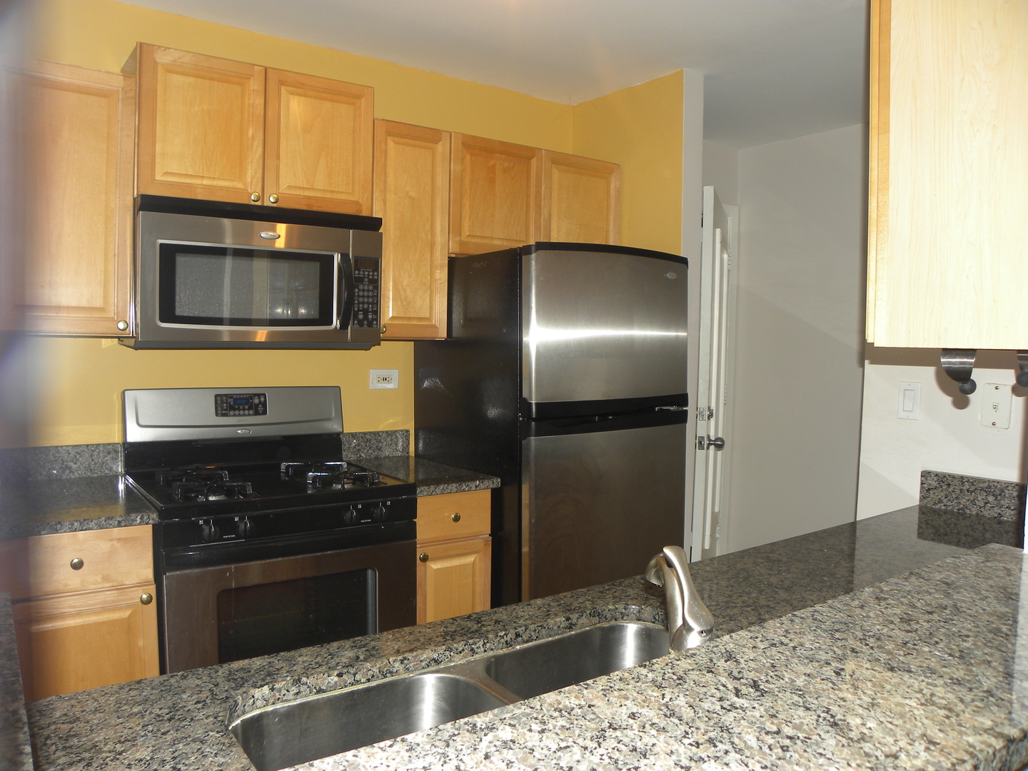 1931 Prairie Square, Unit 308 Schaumburg, IL 60173 - Photo 6 of 11 a kitchen with granite countertop wooden cabinets and stainless steel appliances