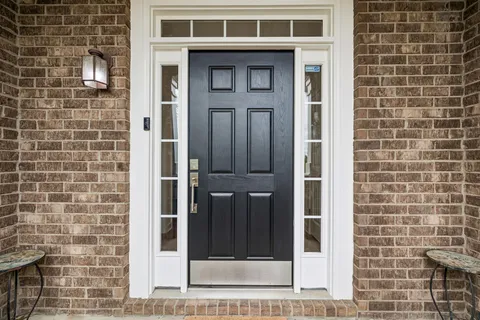 a view of a wooden door