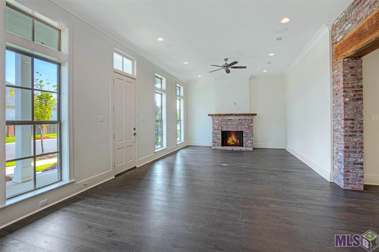 View of the living room fireplace